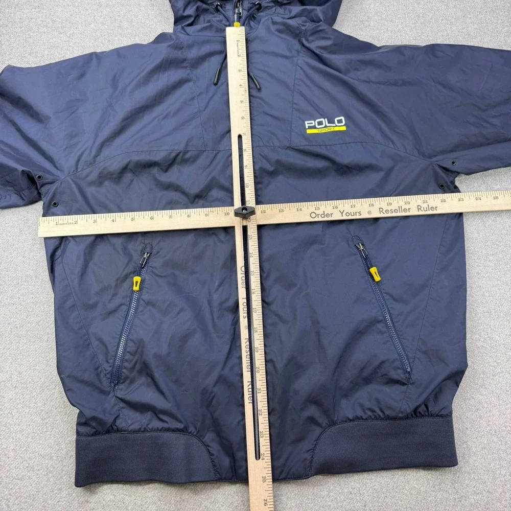 Vintage Polo Sport Windbreaker Jacket‎ Mens M Navy Blue Hooded Streetwear 90s